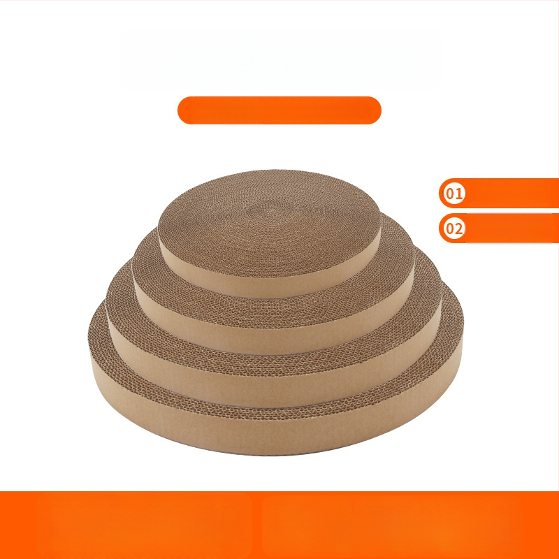 Apaļš kaķu skrāpētājs no gofrētā papīra ar nomaināmu kodolu, vienkāršs stils, iepakojums 50 gab.