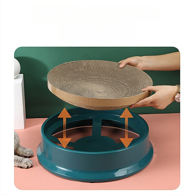 Apaļš kaķu skrāpētājs no gofrētā papīra ar nomaināmu kodolu, vienkāršs stils, iepakojums 50 gab.