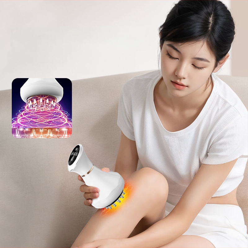 Meridiānu masāžas ierīce ar vibrāciju un apkuri, modelis pk6103; uzlādes baterija; piemērots kaklam, mugurai, viduklim, kājām un augšējai rokai; vadība ar pogu; svars 300 g; iekļautas instrukcijas un ēteriskās eļļas