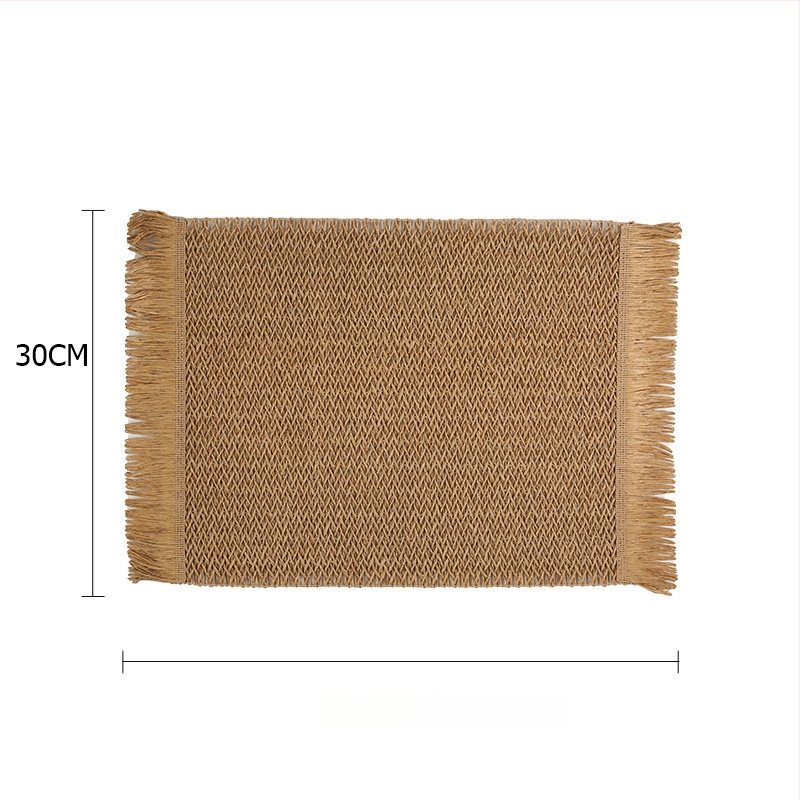 Pletená papierová podložka na stôl – ekologická, tepelnoizolačná, proti popáleninám, dekoratívna podložka; materiál: papier; vzor: jednobarevný; tvar: kruhový, štvorcový, nepravidelný; biologicky rozložiteľné