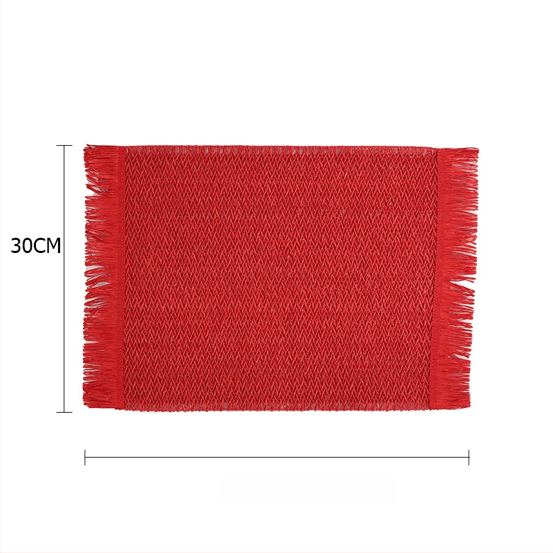 Pletená papierová podložka na stôl – ekologická, tepelnoizolačná, proti popáleninám, dekoratívna podložka; materiál: papier; vzor: jednobarevný; tvar: kruhový, štvorcový, nepravidelný; biologicky rozložiteľné