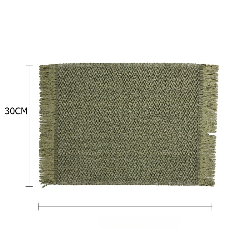 Pletená papierová podložka na stôl – ekologická, tepelnoizolačná, proti popáleninám, dekoratívna podložka; materiál: papier; vzor: jednobarevný; tvar: kruhový, štvorcový, nepravidelný; biologicky rozložiteľné