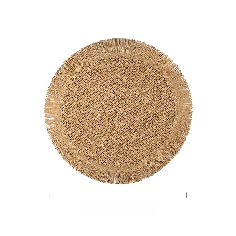 Pletená papierová podložka na stôl – ekologická, tepelnoizolačná, proti popáleninám, dekoratívna podložka; materiál: papier; vzor: jednobarevný; tvar: kruhový, štvorcový, nepravidelný; biologicky rozložiteľné