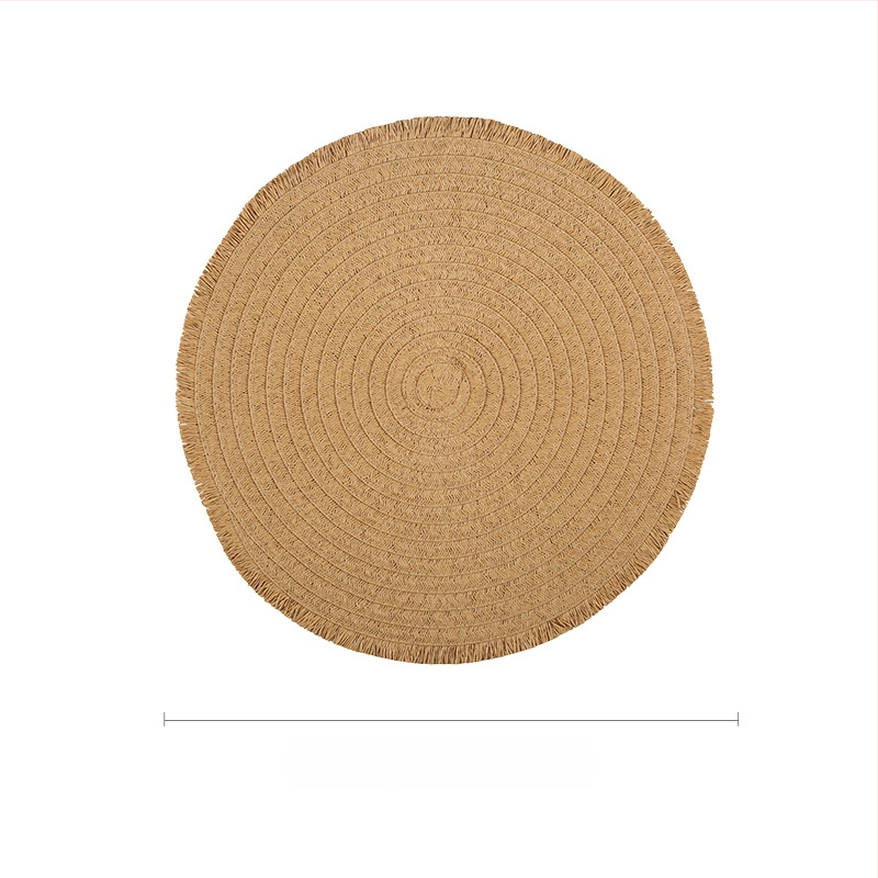 Pletená papierová podložka na stôl – ekologická, tepelnoizolačná, proti popáleninám, dekoratívna podložka; materiál: papier; vzor: jednobarevný; tvar: kruhový, štvorcový, nepravidelný; biologicky rozložiteľné