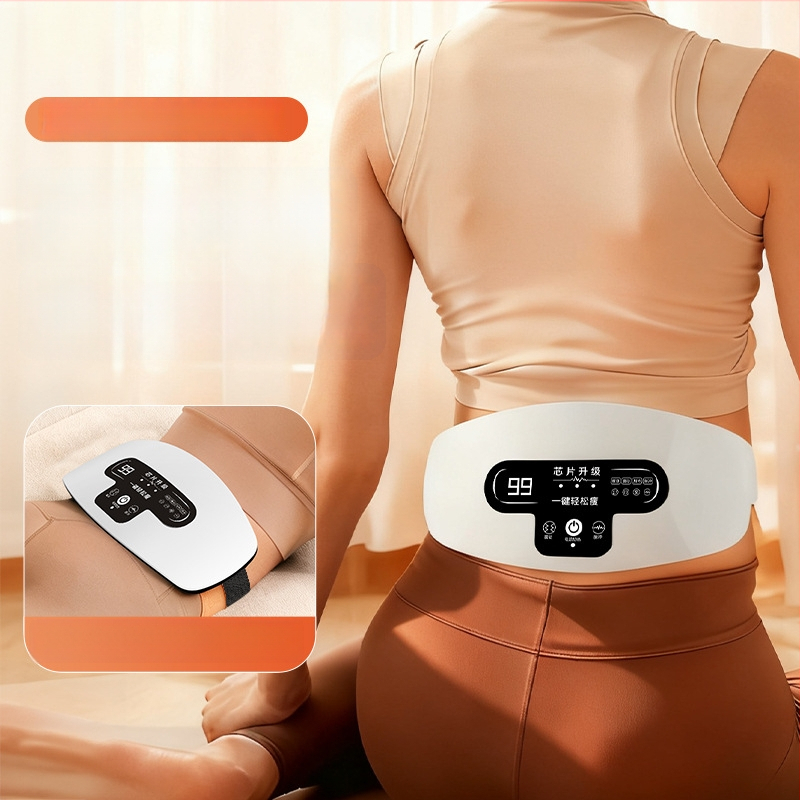 Juosmens ir pilvo masažo dirželis — įkraunamas, mechaninis valdymas, 3 greičiai, vibracija ir karštojo kompresija, iki 4 masažo galvų