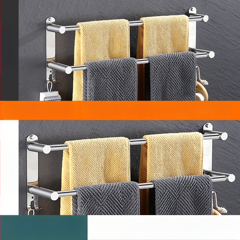 Nerūdijančio plieno sieninis rankšluosčių laikiklis ištraukiamas, su trim lygiais, plonas poliravimas, apkrova 25 kg