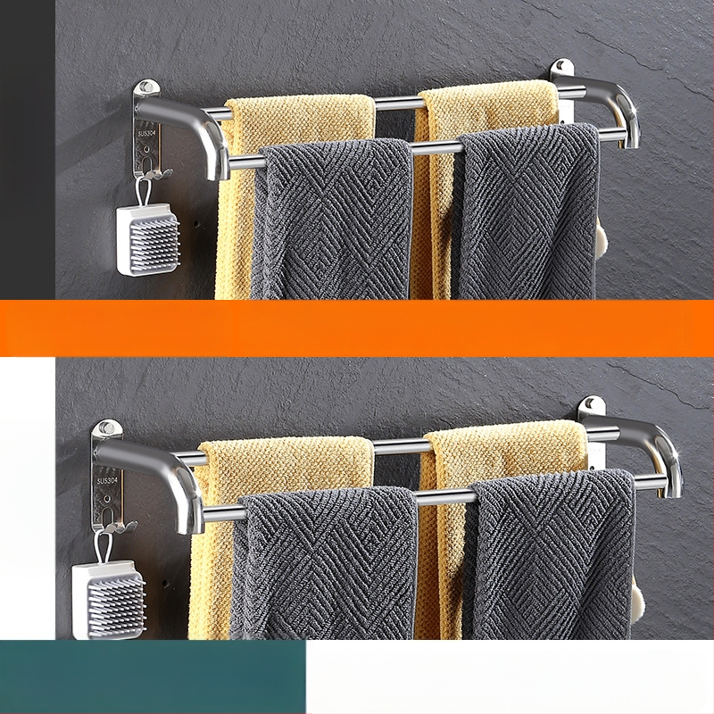 Nerūdijančio plieno sieninis rankšluosčių laikiklis ištraukiamas, su trim lygiais, plonas poliravimas, apkrova 25 kg