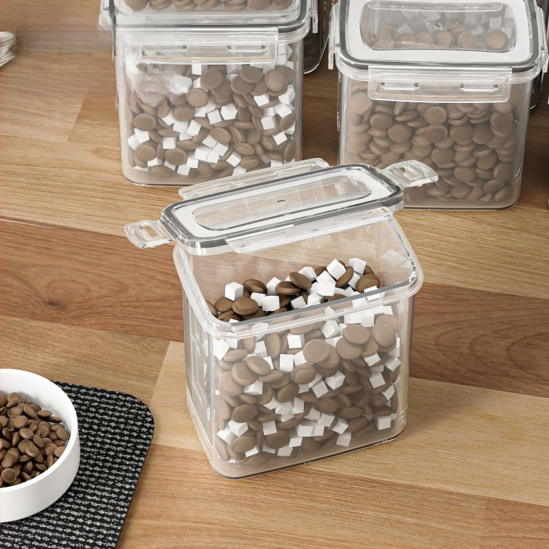 Plastikinis naminių gyvūnų maisto laikymo indas, drėgmei atsparus sandarus uždarymas, 800–1000 ml, Yanghua