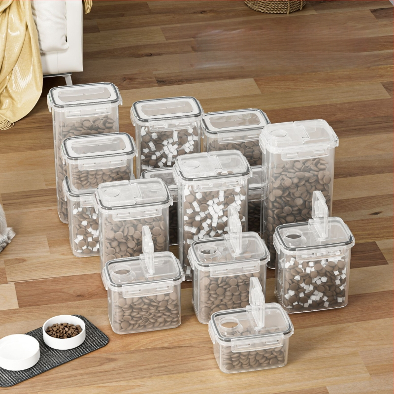 Plastikinis naminių gyvūnų maisto laikymo indas, drėgmei atsparus sandarus uždarymas, 800–1000 ml, Yanghua