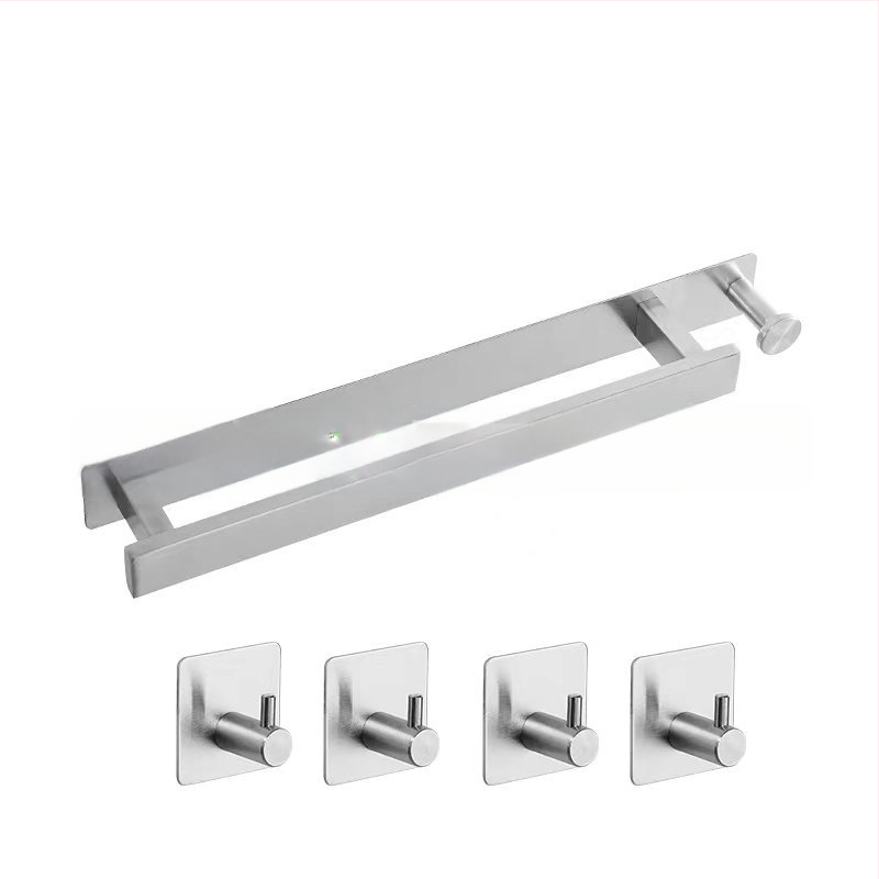 Nerūdijančio plieno rankšluosčių laikiklis, sieninis be gręžimo, vienos strypo vonios kambariui