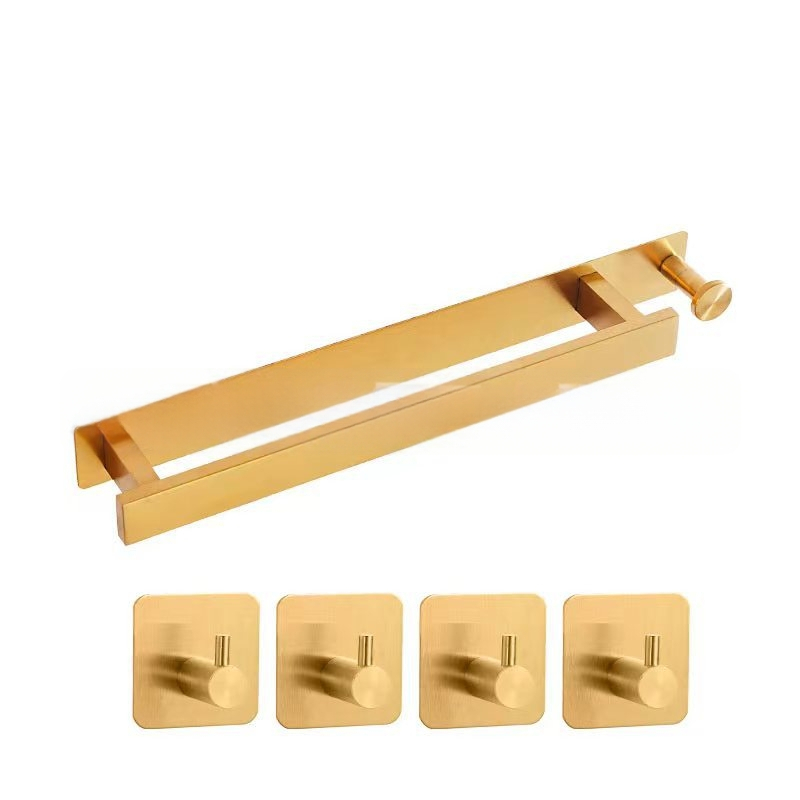 Nerūdijančio plieno rankšluosčių laikiklis, sieninis be gręžimo, vienos strypo vonios kambariui