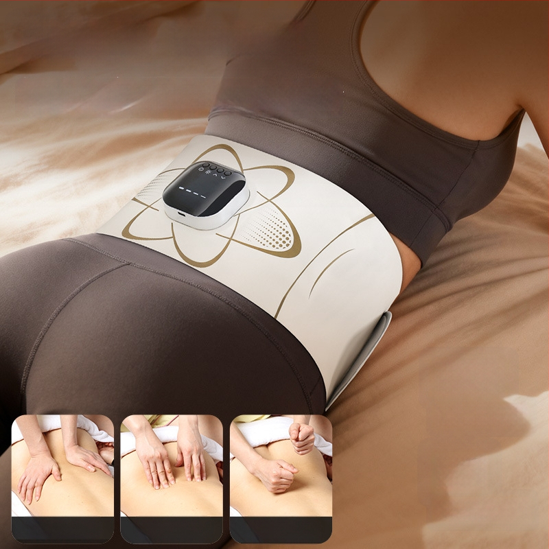 EMS impulsinis masažo diržas juosmeni — išmanus formavimo diržą su šildančiu kompresu, įkraunamas, 4 režimai, iki 4 masažo galvučių