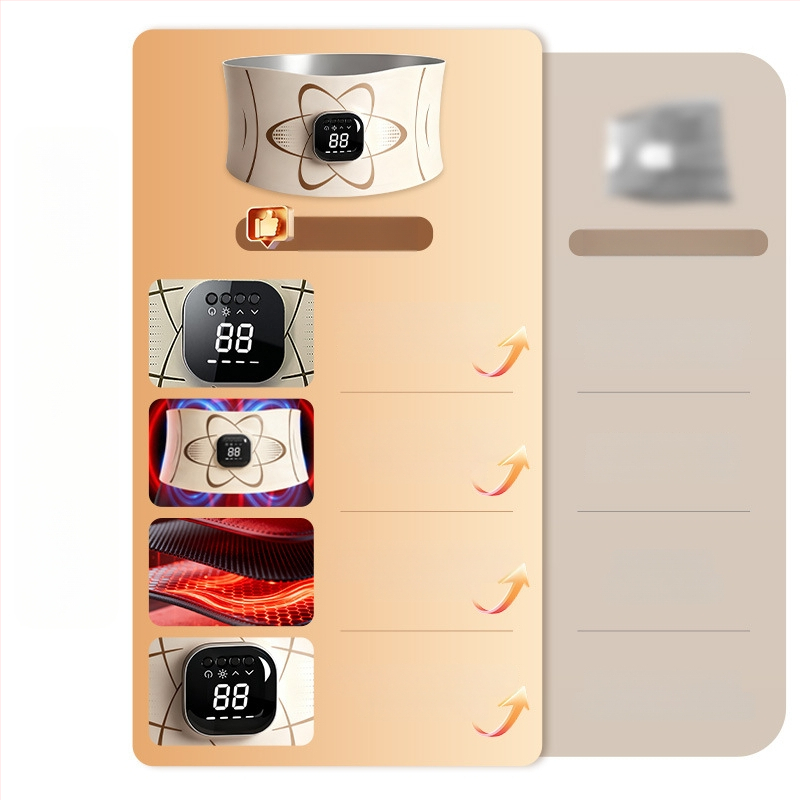 EMS impulsinis masažo diržas juosmeni — išmanus formavimo diržą su šildančiu kompresu, įkraunamas, 4 režimai, iki 4 masažo galvučių