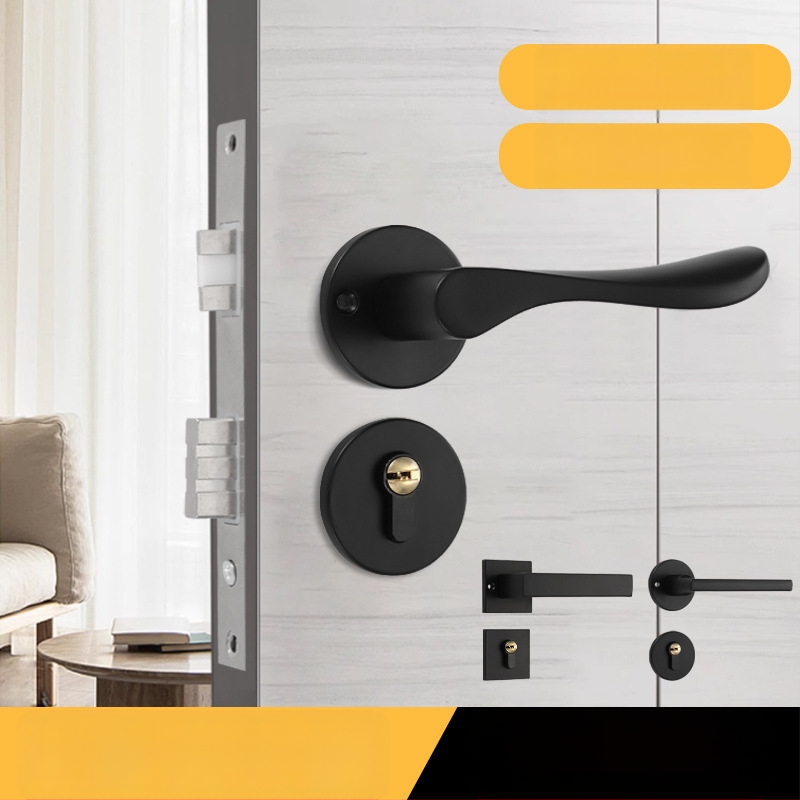 Dalinė rankenos spyna medinėms durims, aliuminio korpusas, šiuolaikinis minimalistinis dizainas