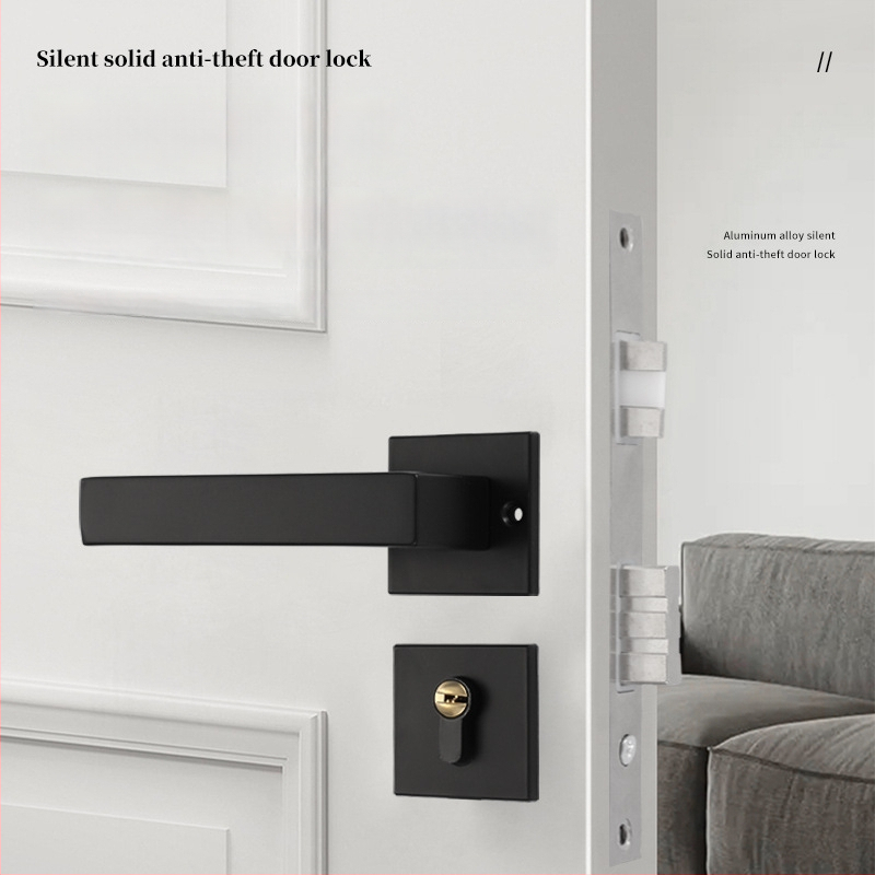 Dalinė rankenos spyna medinėms durims, aliuminio korpusas, šiuolaikinis minimalistinis dizainas