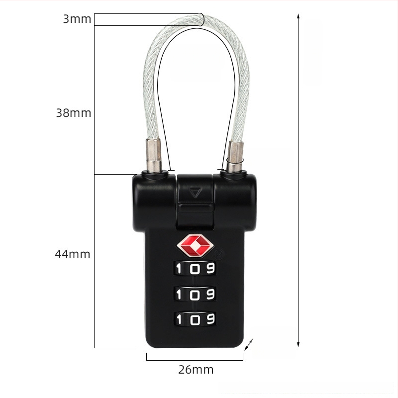 LOCK NF NF6304 Spyna bagažui ir spintelėms, iš cinko lydinio, tinkama kuprinėms, lagaminams su ratukais ir spintelėms, tarpo tarp strėlių 17, mechaninio tipo