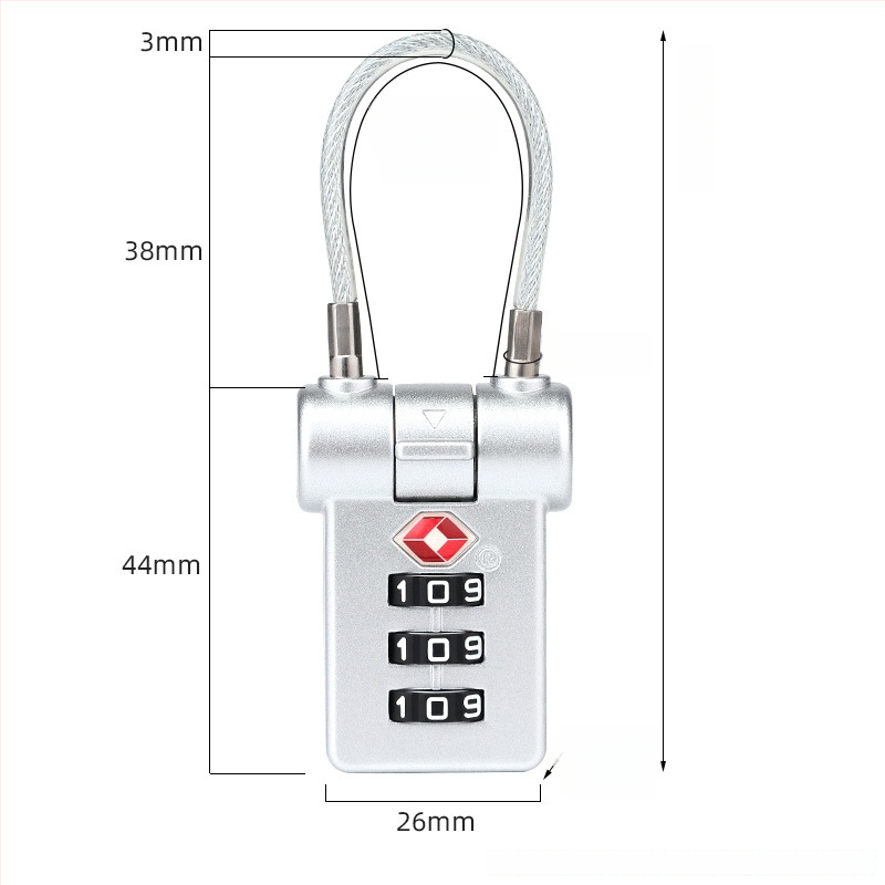 LOCK NF NF6304 Spyna bagažui ir spintelėms, iš cinko lydinio, tinkama kuprinėms, lagaminams su ratukais ir spintelėms, tarpo tarp strėlių 17, mechaninio tipo
