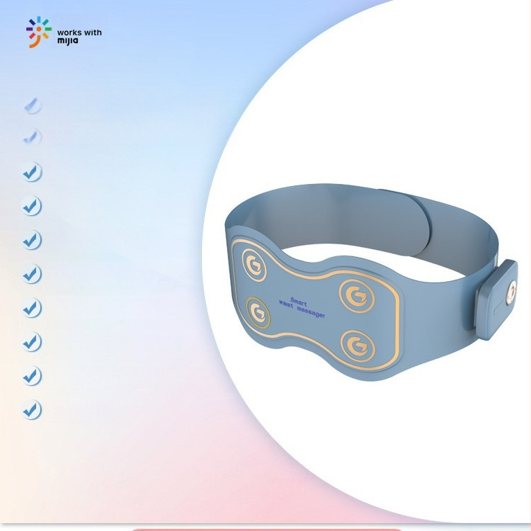 Juosmens masažo juosta su šildymu ir vibracija, iki 4 masažo galvų, maitinimas: baterija, valdymas: kompiuterio tipas, intensyvumas nuolatos reguliuojamas