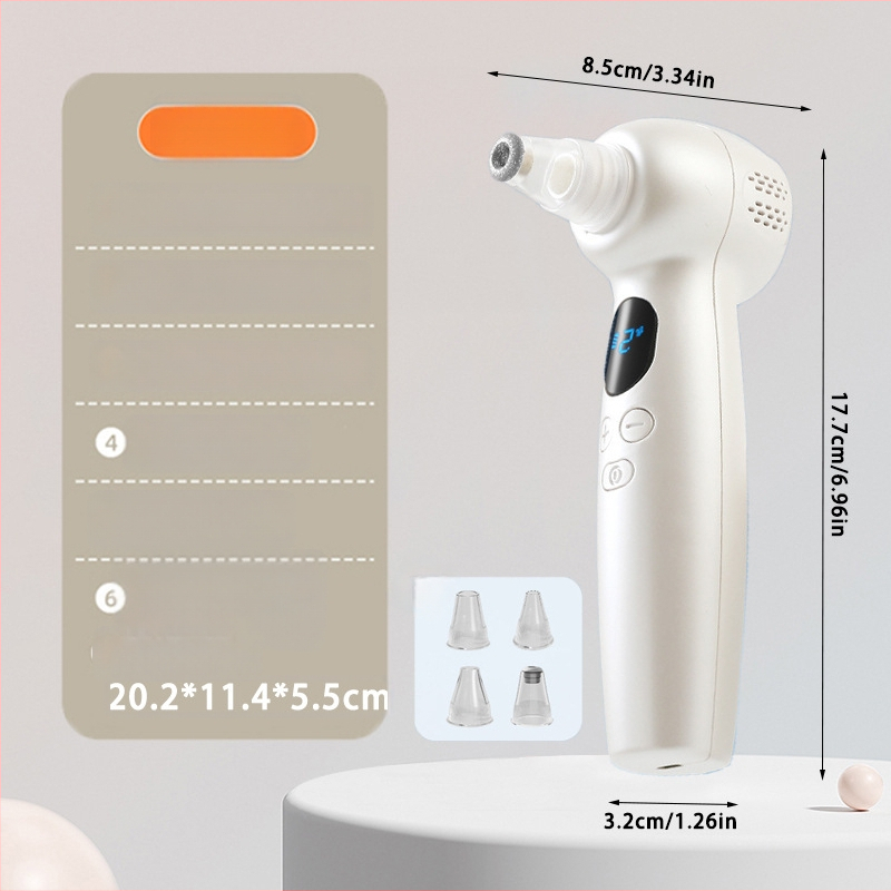 Elektrinis juodųjų spuogų siurbimo įrenginys su ultragarso vibracija, 3 siurbimo lygiai, masažas su karštu/šaltu kompresu, ABS korpusas