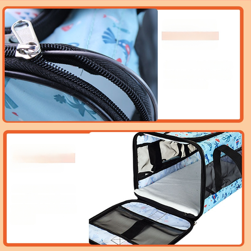 Spausdinta nešiojama naminių gyvūnų krepšys kačiukams ir šunims, kvėpuojanti pečių rankinė, poliesteris, talpa iki 7,5 kg, karikatūrinis dizainas, kodas N2zb2asg