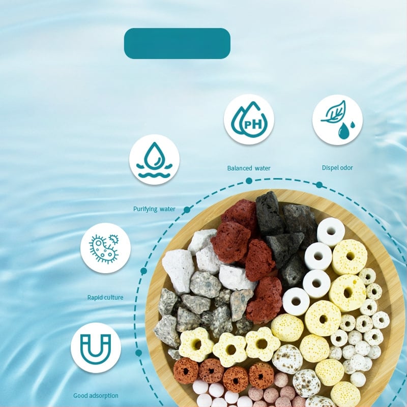 Akvariumo filtravimo medžiaga – tuščios kvarcinės nano sferos nitrifikacijos bakterijų auginimui, keramikinė medžiaga, 1000 g