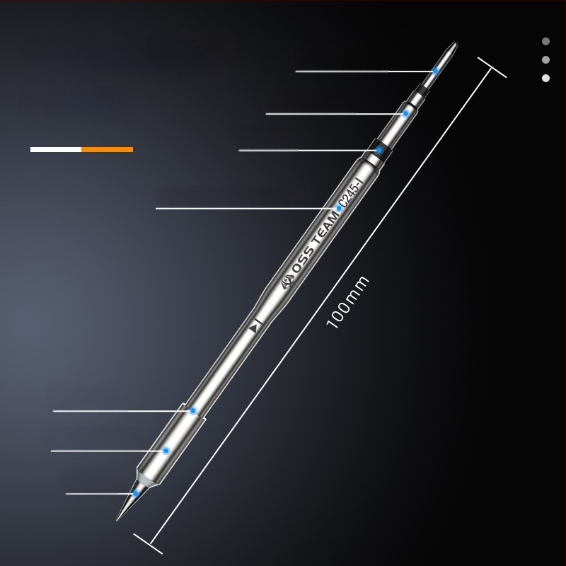 OSS TEAM C245 pastovios temperatūros litavimo stotis, universalus litavimo antgalis, integruota litavimo galvutė, tiesus ir kampinis antgalis