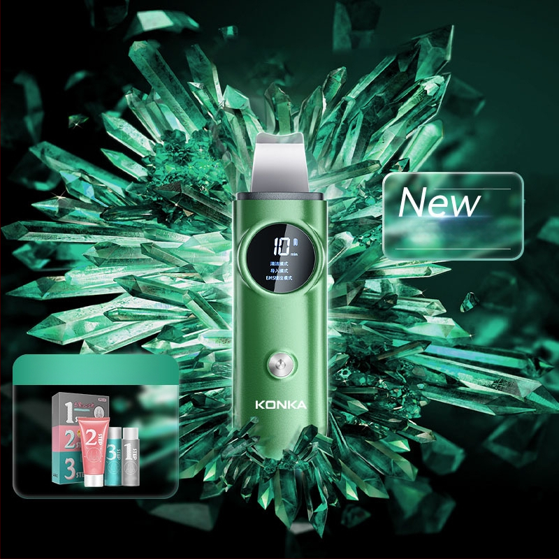 Ultraskaņas ādas attīrīšanas ierīce melno punktu noņemšanai — pārnēsājams, krāsu gaismas terapija, iebūvēta 500-800 mAh baterija, IPX0, mājas lietošanai, Konka