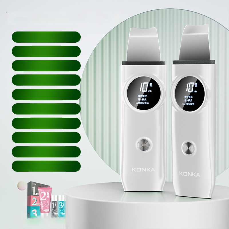 Ultraskaņas ādas attīrīšanas ierīce melno punktu noņemšanai — pārnēsājams, krāsu gaismas terapija, iebūvēta 500-800 mAh baterija, IPX0, mājas lietošanai, Konka