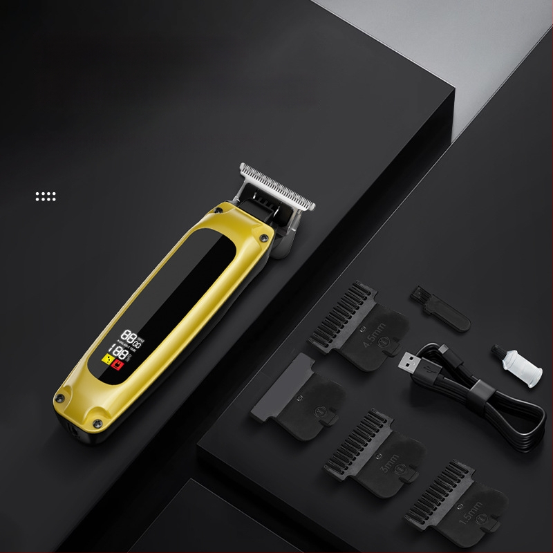 Elektrinis plaukų kirpimo prietaisas su integruota baterija 1200–2000mAh, USB įkrovimas, nerūdijančio plieno peiliukai, veikimo laikas 1–3 valandos, nuimama ir plaunama peilio galvutė