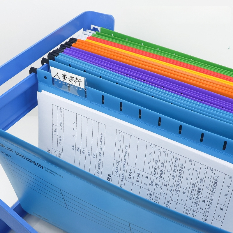 Reguliuojamas plastikinis pakabinamas failų stovas, vieno lygio