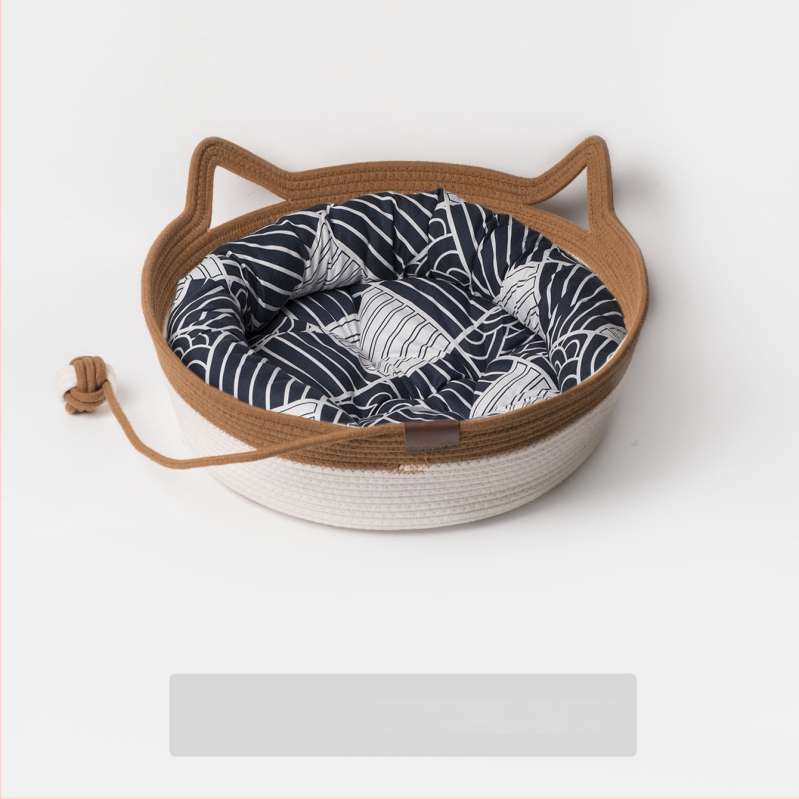 Kaķu ligzda no kokvilnas auklām — kaķiem, mājdzīvnieku ligzda