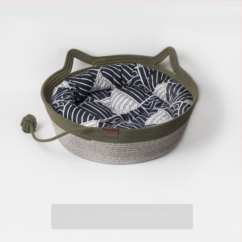 Kaķu ligzda no kokvilnas auklām — kaķiem, mājdzīvnieku ligzda