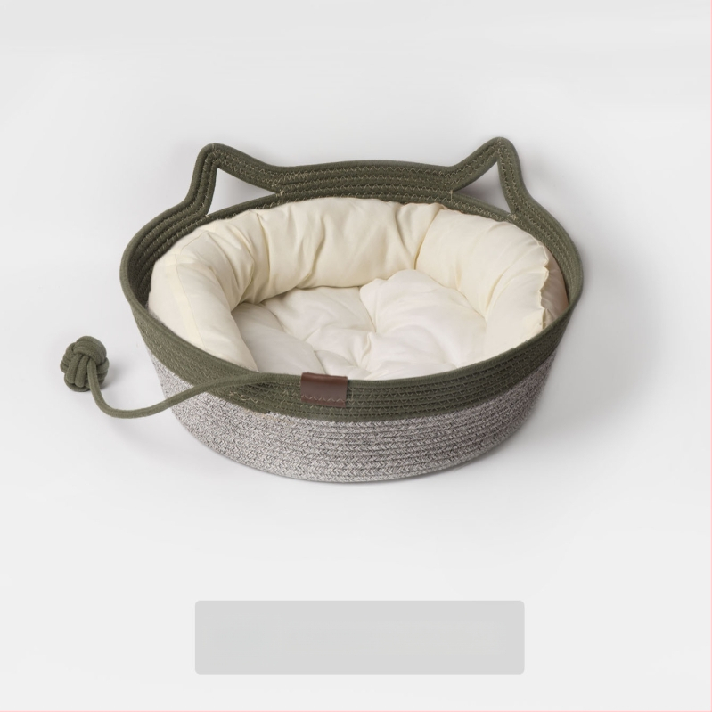 Kaķu ligzda no kokvilnas auklām — kaķiem, mājdzīvnieku ligzda