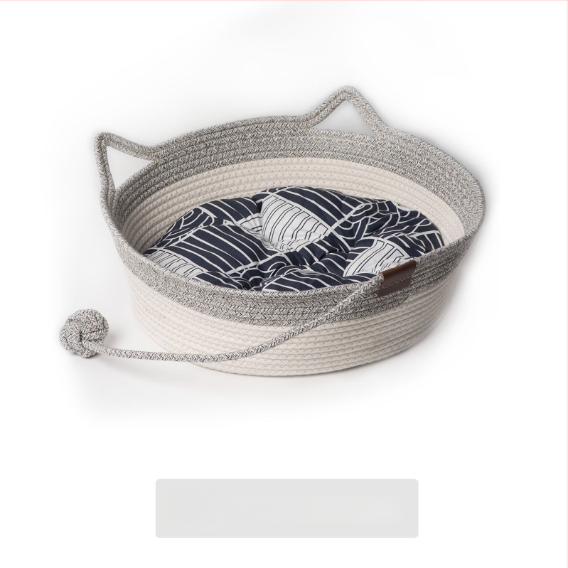 Kaķu ligzda no kokvilnas auklām — kaķiem, mājdzīvnieku ligzda