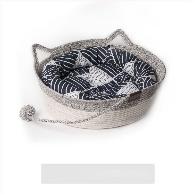 Kaķu ligzda no kokvilnas auklām — kaķiem, mājdzīvnieku ligzda