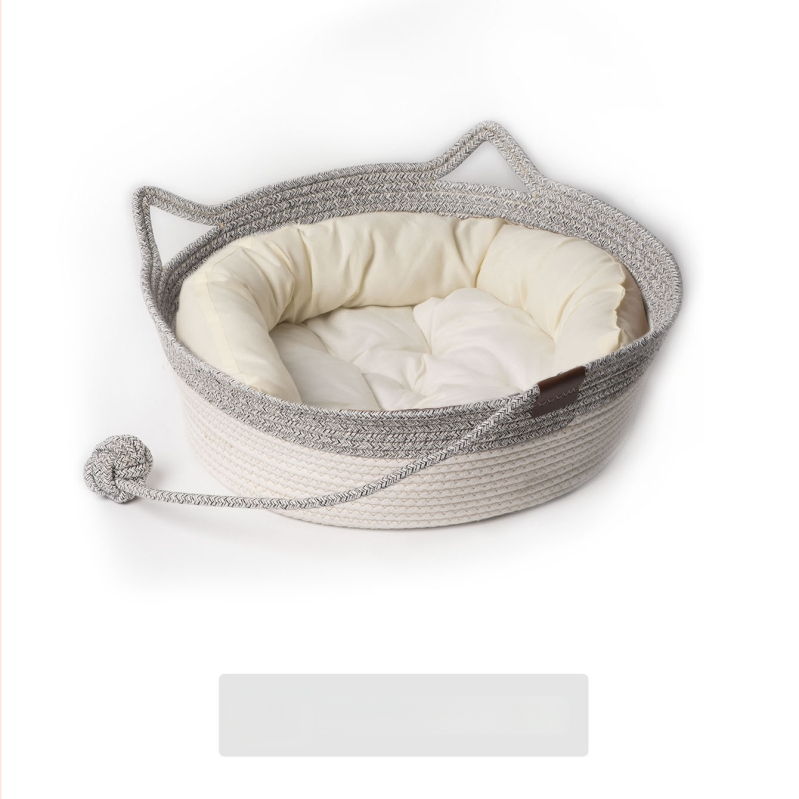 Kaķu ligzda no kokvilnas auklām — kaķiem, mājdzīvnieku ligzda