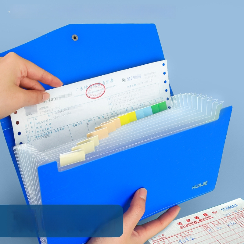 Hua Jie A5 akordeoninis bylų dėklas sąskaitoms su 13 kišenėmis, iš plastiko, be logotipo, be pritaikymo