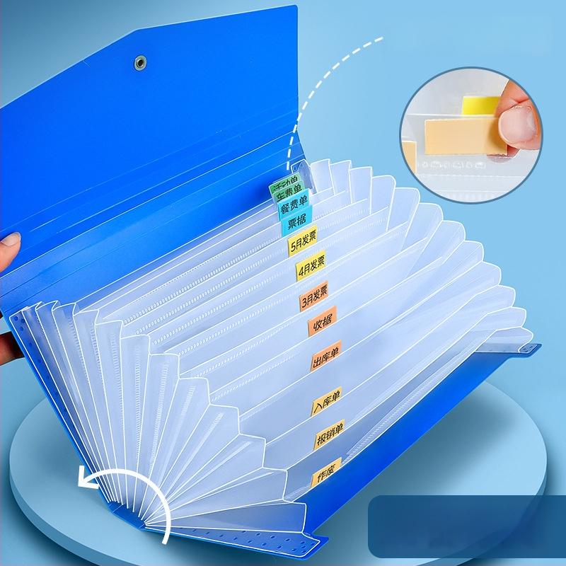 Hua Jie A5 akordeoninis bylų dėklas sąskaitoms su 13 kišenėmis, iš plastiko, be logotipo, be pritaikymo