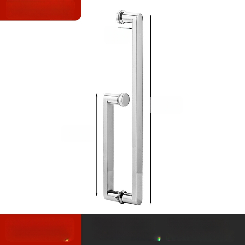 Nerūdijančio plieno vonios kambario rankena stiklo durims, įmontuojama, lankinės formos, poliruota apdaila, tinkama slankiosioms durims