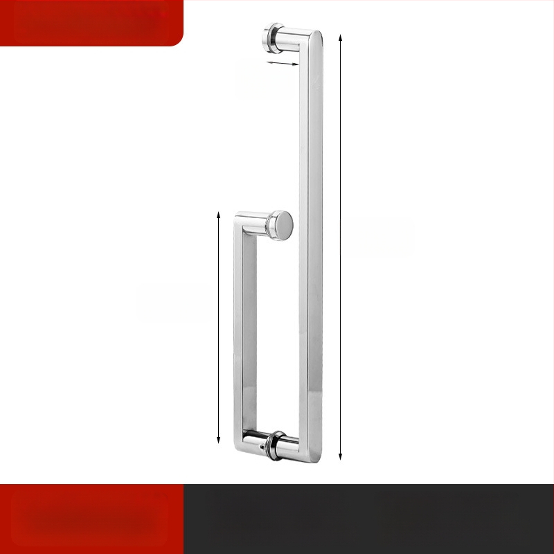 Nerūdijančio plieno vonios kambario rankena stiklo durims, įmontuojama, lankinės formos, poliruota apdaila, tinkama slankiosioms durims