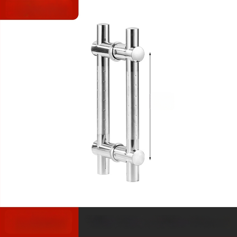 Nerūdijančio plieno vonios kambario rankena stiklo durims, įmontuojama, lankinės formos, poliruota apdaila, tinkama slankiosioms durims