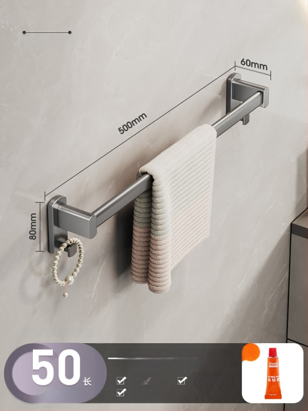 Cobbecabei Siena laikiklis rankšluosčiams iš Space Aluminum – sieninis montavimas, vienos ir dviejų strypų, be gręžimo, oksidacijos paviršius