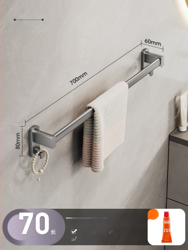 Cobbecabei Siena laikiklis rankšluosčiams iš Space Aluminum – sieninis montavimas, vienos ir dviejų strypų, be gręžimo, oksidacijos paviršius