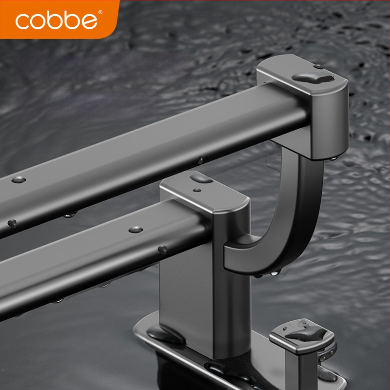 Cobbecabei Siena laikiklis rankšluosčiams iš Space Aluminum – sieninis montavimas, vienos ir dviejų strypų, be gręžimo, oksidacijos paviršius