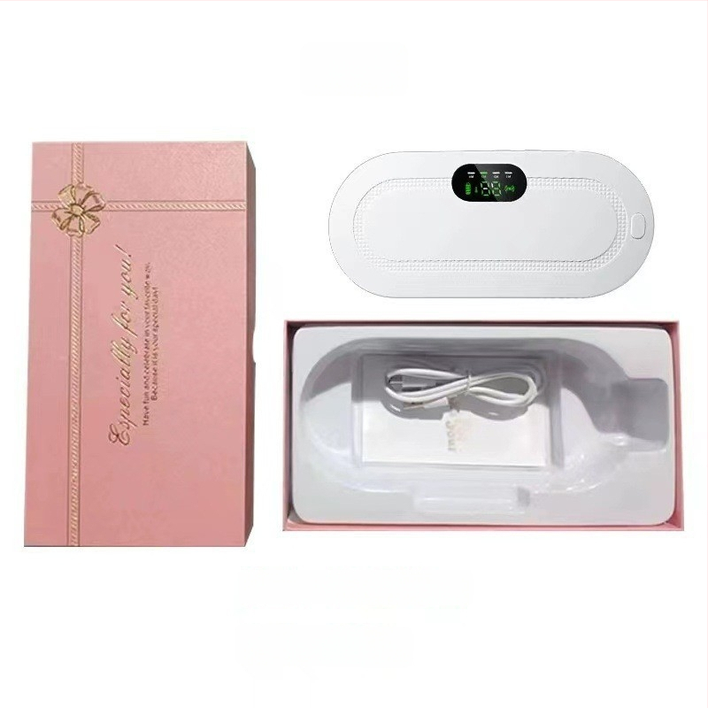 Vēdera masāžas ierīce ar vibrāciju un apkuri (modelis KKS-520; USB barošana; 50–60°C; 4 ātrumi; bezvadu attāluma vadība; IR terapija) jostasvietai, gurniem un kājām