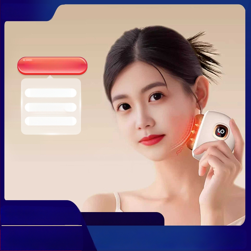 Uzlādējams elektriskais sejas masāžas ierīce ar 4 ātrumiem, ABS+ alumīnija korpuss, sejas masāža un apkures vibrācija