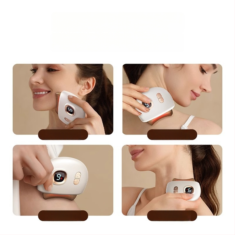 Uzlādējams elektriskais sejas masāžas ierīce ar 4 ātrumiem, ABS+ alumīnija korpuss, sejas masāža un apkures vibrācija