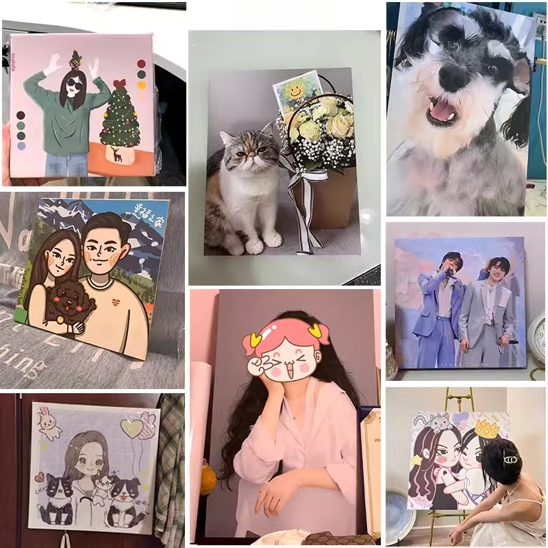 Giclée lõuend seinale kunst koos raamivalikuga: raamita, ilma raamita või rippuv; Epson HD suureformaadiline tindiprint lõuendil; õli lõuend dekoratiivne maal inimestest ja lillelist.