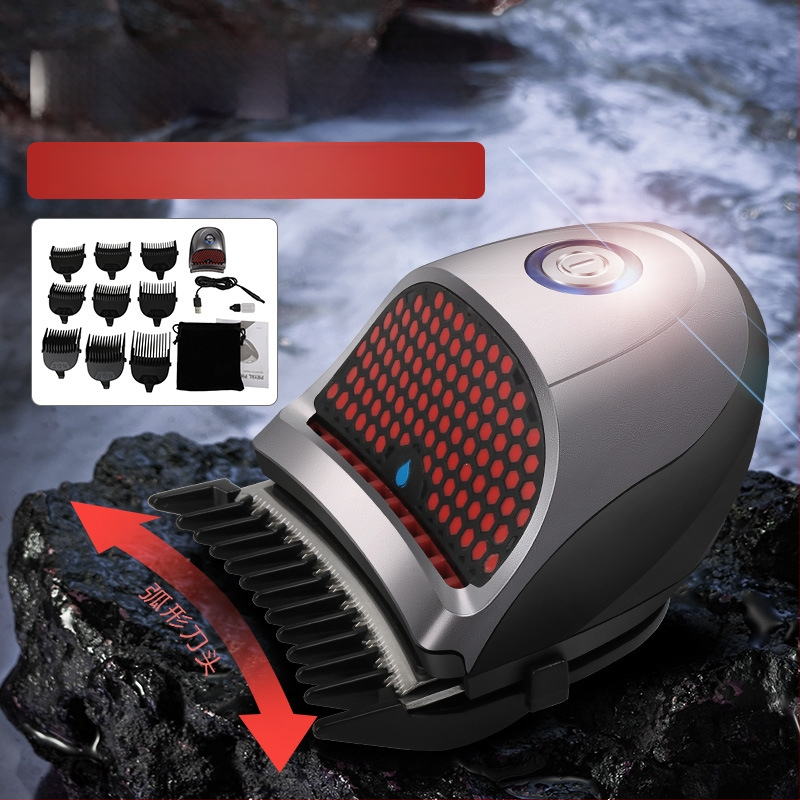 Elektrinis vyriškas plaukų kirpimo prietaisas su įmontuota baterija, atsparus vandeniui, nerūdijančio plieno peiliukas