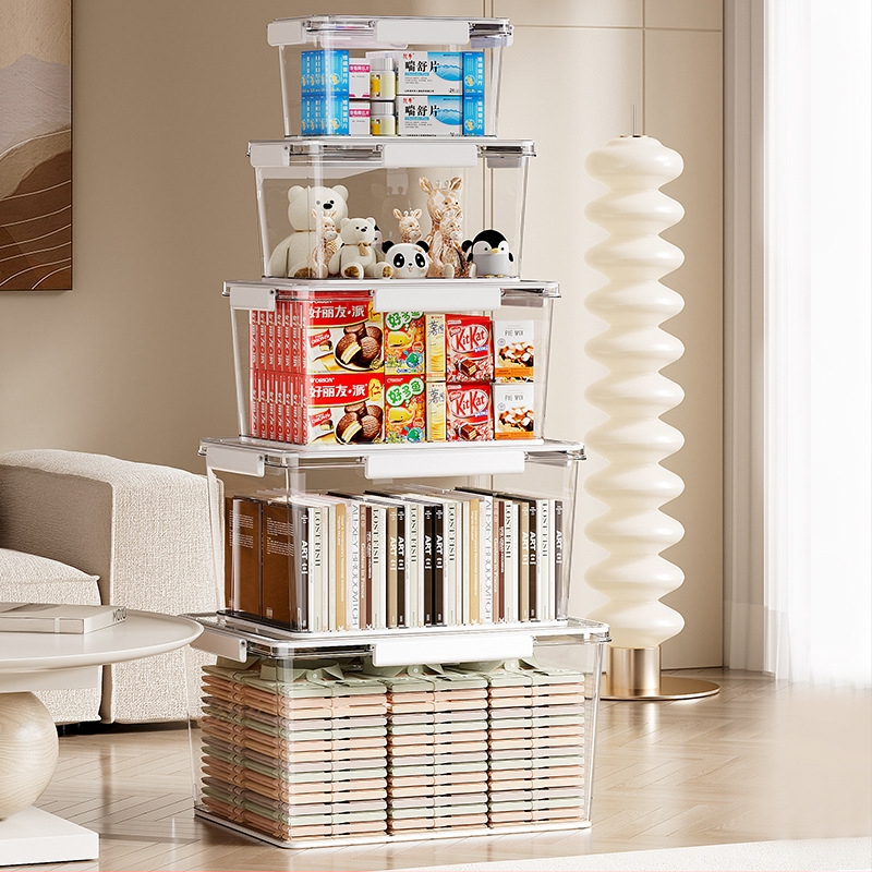 Skaidri laikymo dėžė svetainei, modelis 901, PET medžiaga, talpa 5–10 L, atspari vandeniui